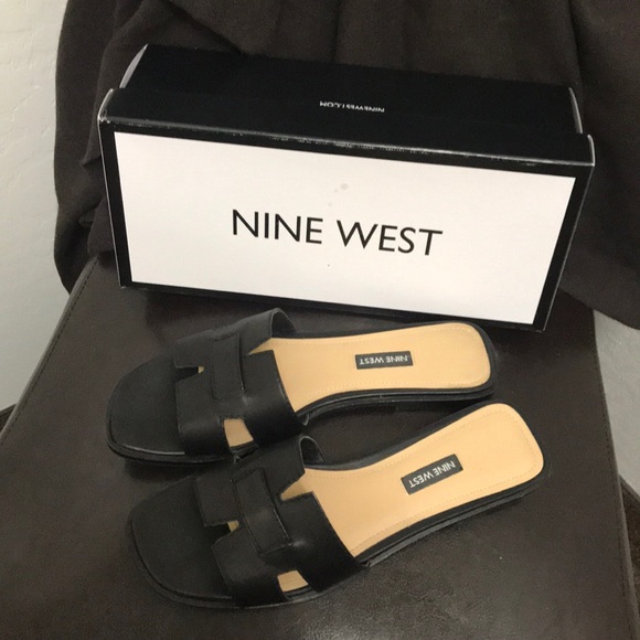 nine west black slides
